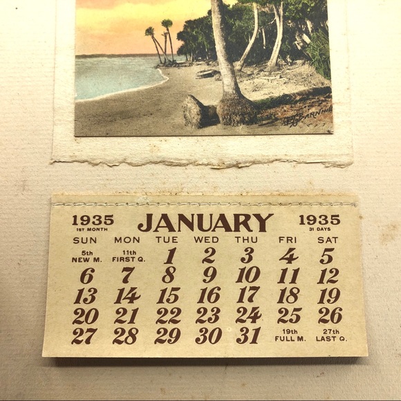 SOLD 1935 Calendar EG. Barnhill Hand-Colored Beach - Picture 10 of 13